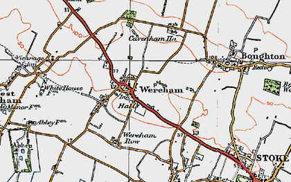 Old map of Wereham in 1922