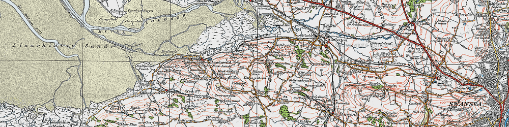 Old map of Wern-olau in 1923