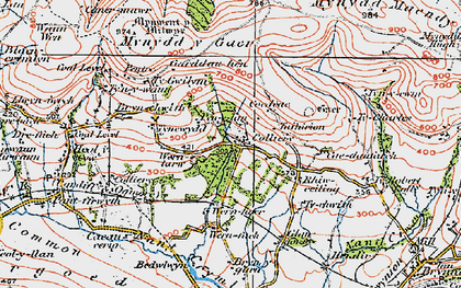 Old map of Bryn-chwîth in 1922