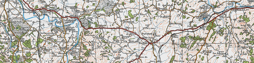 Old map of Wern-y-cwrt in 1919