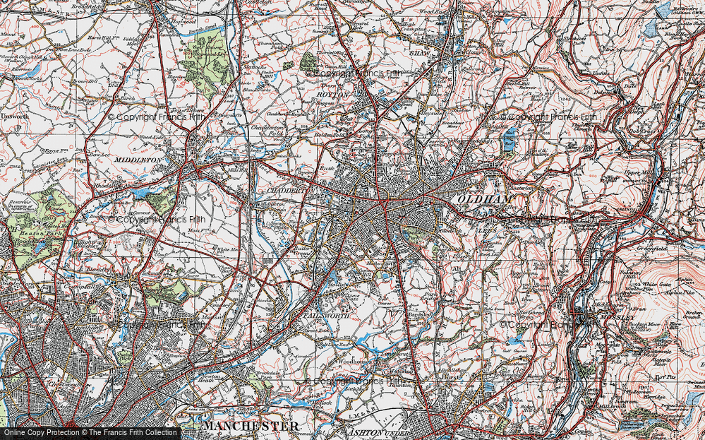 Old Map of Werneth, 1924 in 1924