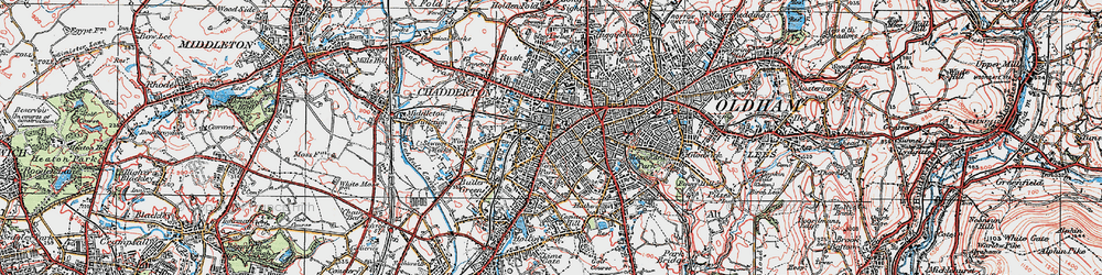 Old map of Werneth in 1924