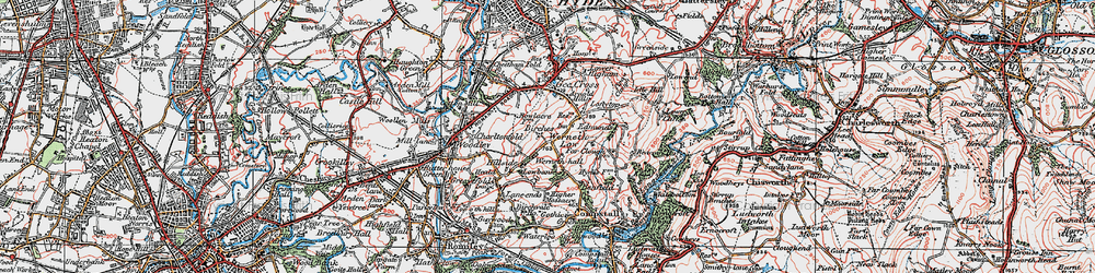 Old map of Werneth Low in 1923