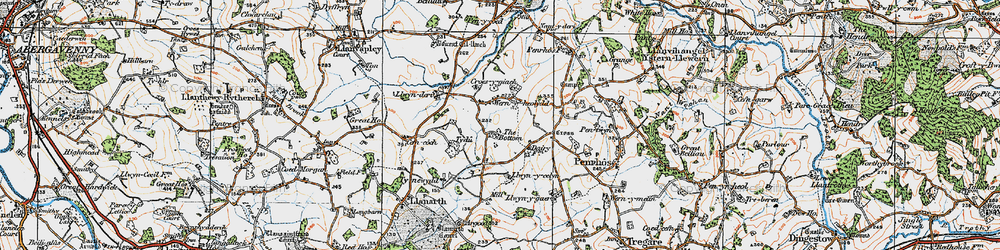 Old map of Wernrheolydd in 1919