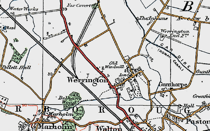 Old map of Werrington in 1922
