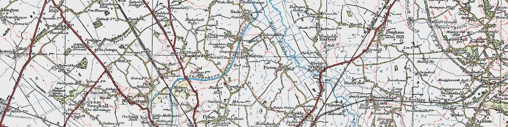 Old map of Wervin in 1924