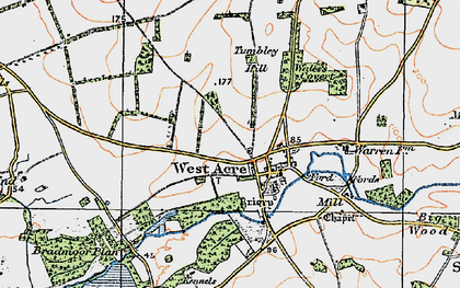 Old map of West Acre in 1921
