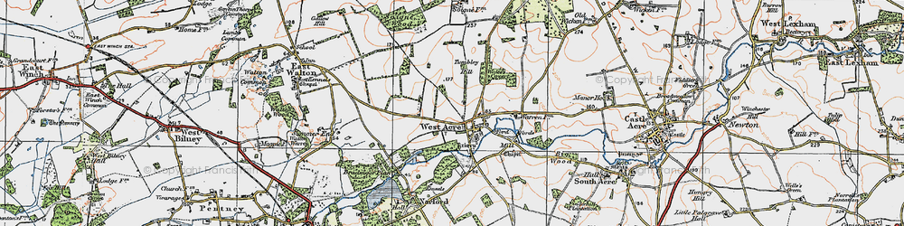 Old map of West Acre in 1921