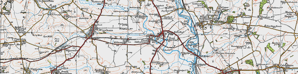 Old map of West Adderbury in 1919