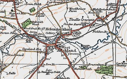 Old map of West Auckland in 1925