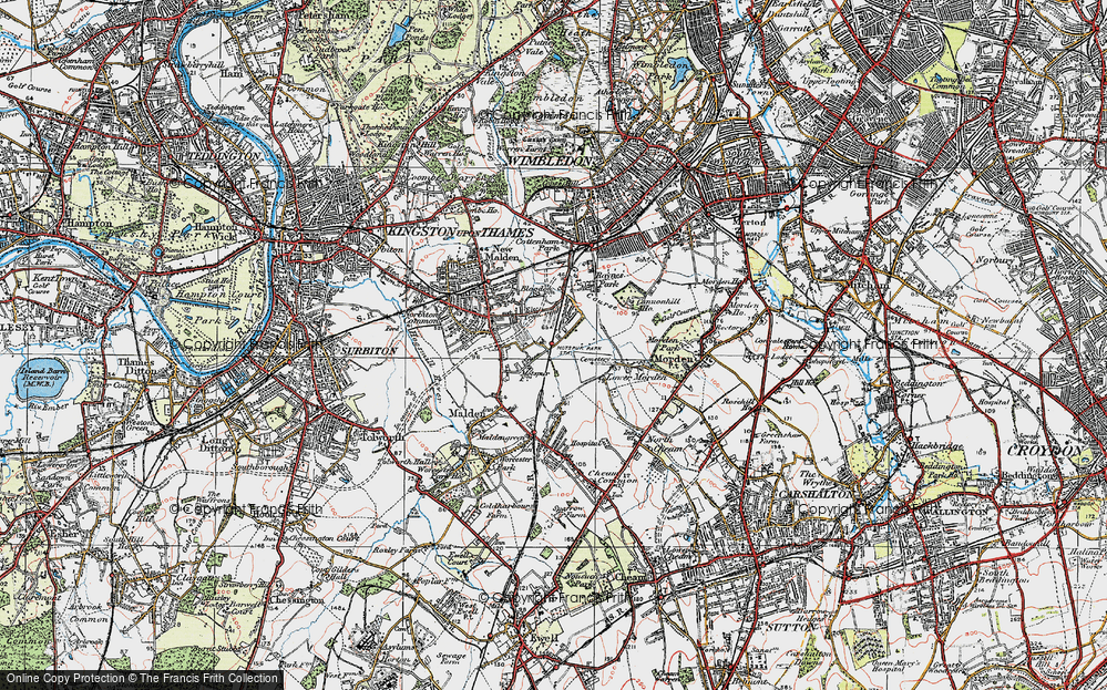 Old Map of West Barnes, 1920 in 1920