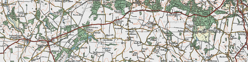 Old map of Bodham Hill in 1922