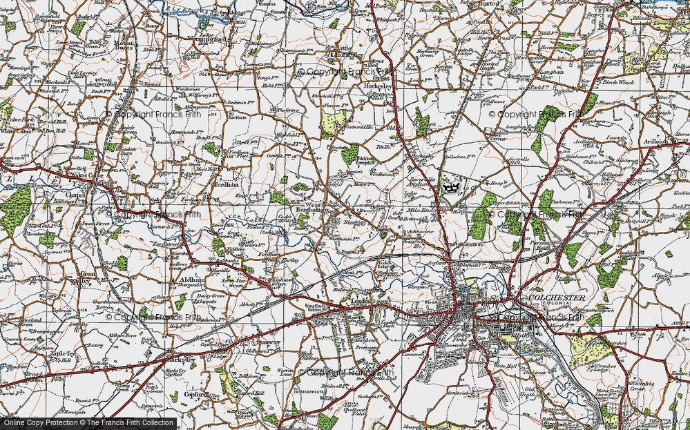 Old Map of West Bergholt, 1921 in 1921