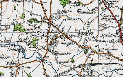 Old map of West Bergholt in 1921