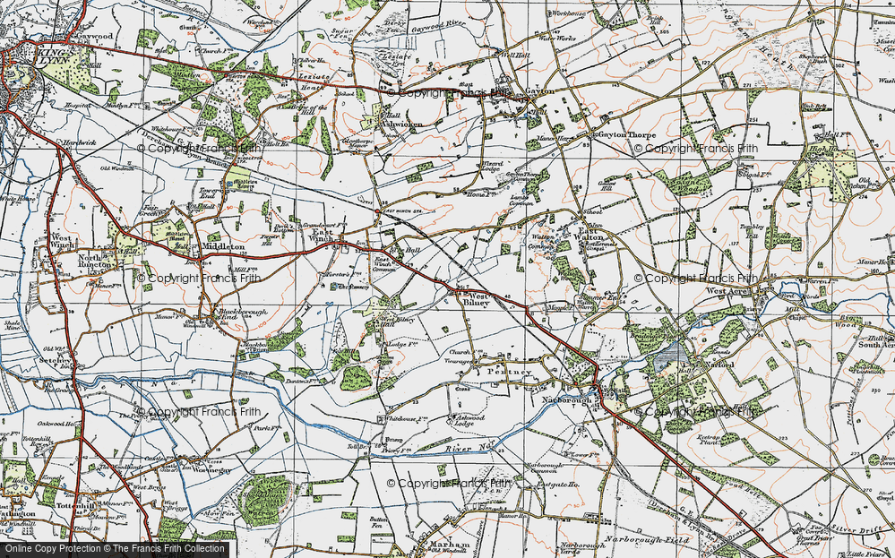 Old Map of West Bilney, 1921 in 1921