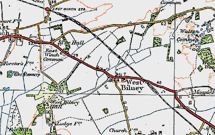 Old map of West Bilney in 1921