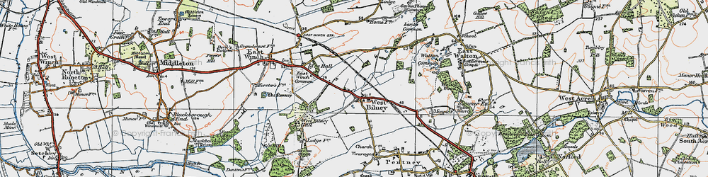 Old map of West Bilney in 1921