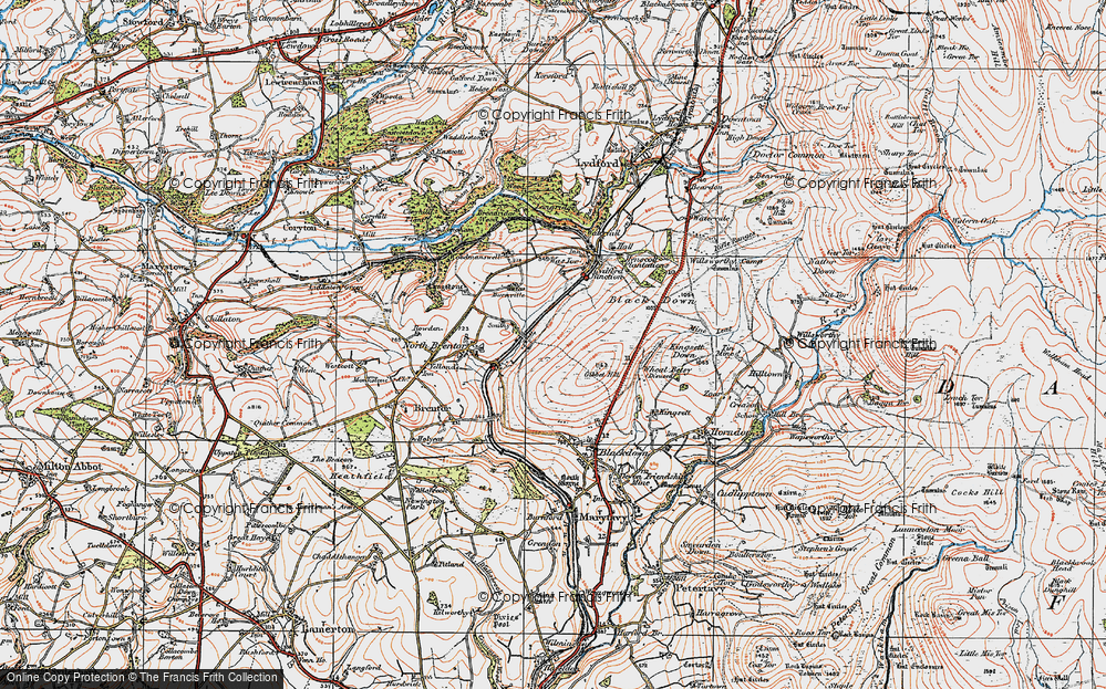 Old Map of Historic Map covering Burn Cottage in 1919
