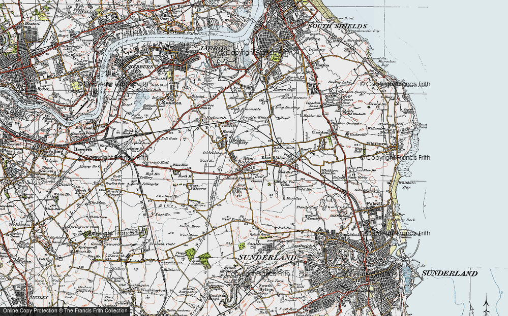 Old Map of West Boldon, 1925 in 1925