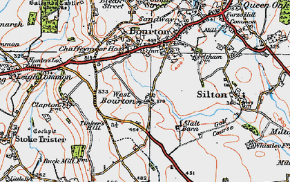 Old map of West Bourton in 1919