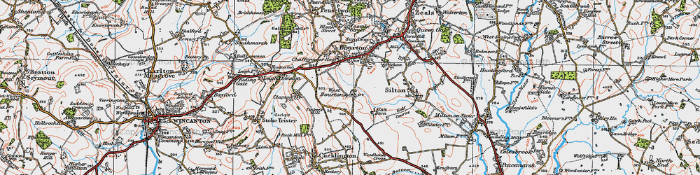 Old map of West Bourton in 1919