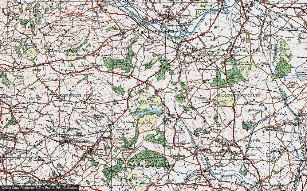 Old Map of Historic Map covering Bretton Country Park in 1924