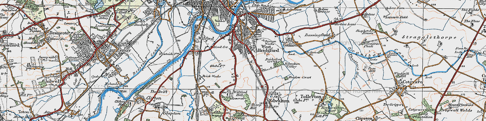 Old map of West Bridgford in 1921