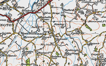 Old map of West Buckland in 1919