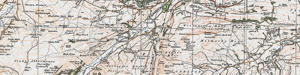 Old map of West Burton in 1925