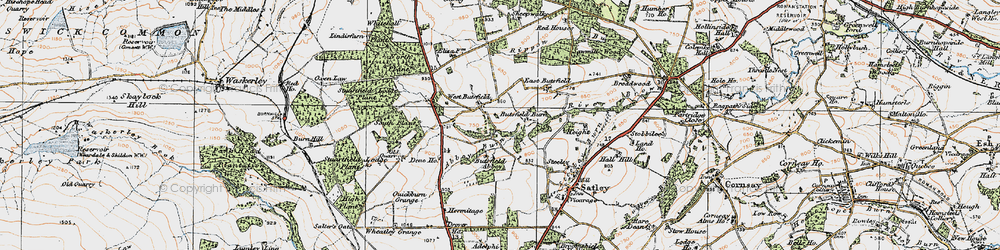 Old map of Butsfield Burn in 1925