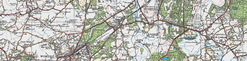Old map of West Byfleet in 1920