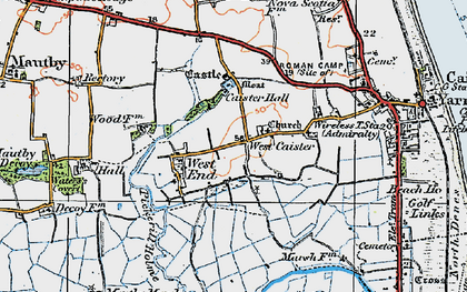 Old map of West Caister in 1922