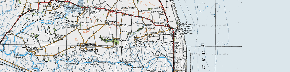 Old map of West Caister in 1922