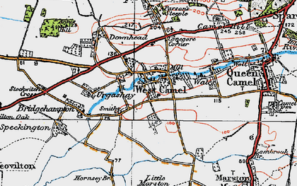 Old map of West Camel in 1919