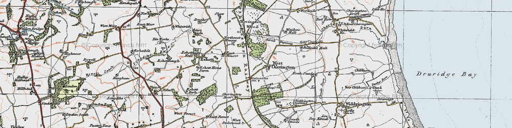 Old map of West Chevington in 1925