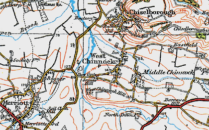 Old map of West Chinnock in 1919