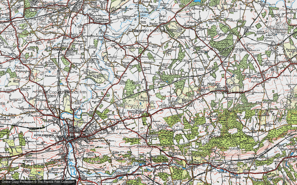 Old Map of West Clandon, 1920 in 1920