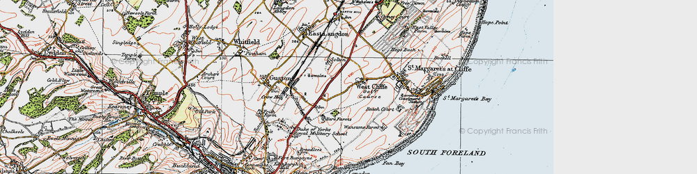 Old map of West Cliffe in 1920