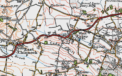 Old map of West Coker in 1919