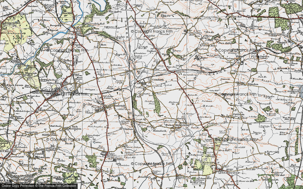 Old Map of West Cornforth, 1925 in 1925