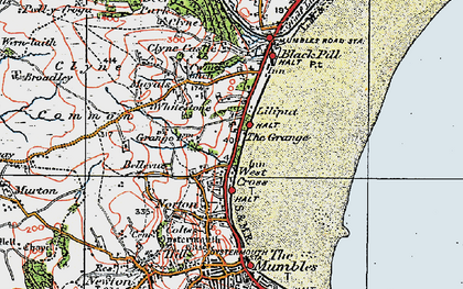 Old map of West Cross in 1923