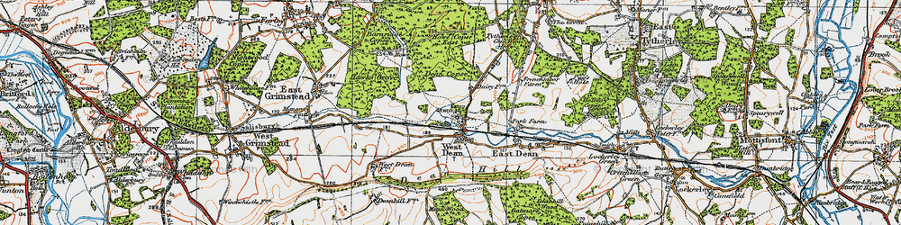 Old map of West Dean in 1919