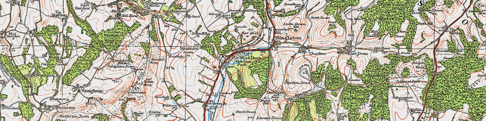 Old map of West Dean in 1919