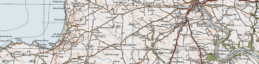 Old map of West Denant in 1922