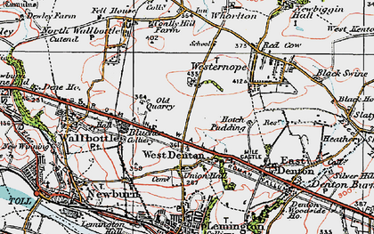 Old map of West Denton in 1925