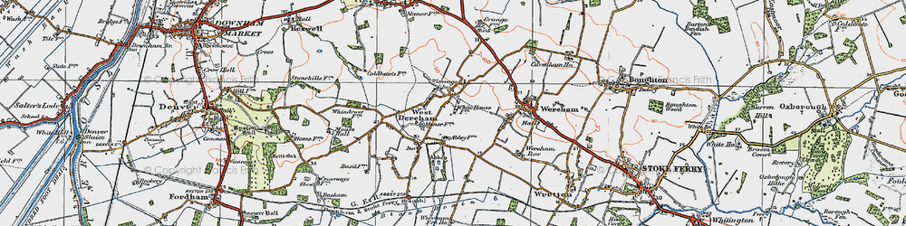 Old map of West Dereham in 1922