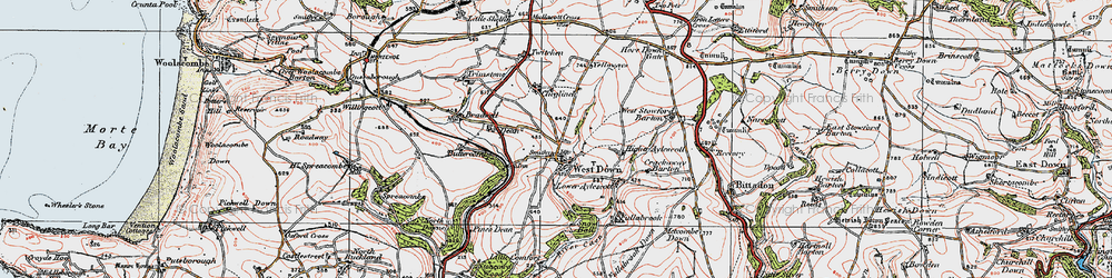 Old map of West Down in 1919