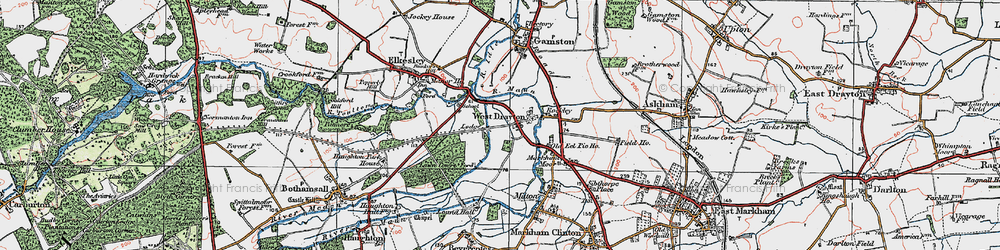 Old map of West Drayton in 1923