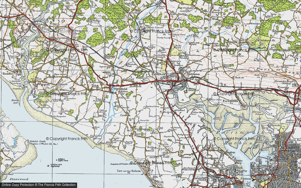 Old Map of Historic Map covering HMS Collingwood in 1919