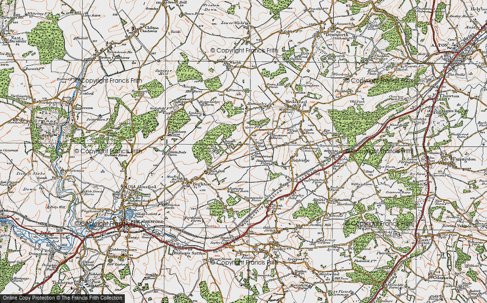 Old Map of Historic Map covering Broadlands in 1919
